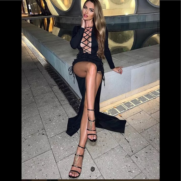 🎉New Black Backless Long Sleeve Sexy 2022 Summer Long Dress - Picture 12 of 15